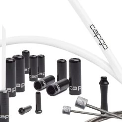 Capgo Orange Line Shift Cable Set - Long - Stainless Steel - Kevlar / PTFE - Shimano/SRAM - White