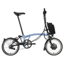 Brompton Electric C Line Explore - 6-Speed - High Bar - Extended Seatpost - 16" Electric Folding Bike - 2023 - Cloud Blue