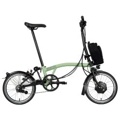 Brompton Electric C Line Explore - 6-Speed - High Bar - Telescopic Seatpost - 16" Electric Folding Bike - 2023 - Matcha Green