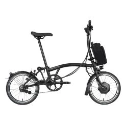 Brompton Electric C Line Explore - 6-Speed - Mid Bar - Standard Seatpost - 16" Electric Folding Bike - 2023 - Matt Black