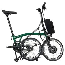 Brompton Electric C Line Explore - 6-Speed - Mid Bar - Standard Seatpost - 16" Electric Folding Bike - 2023 - Racing Green -E-Bike World Shop electric c line explore 6 speed mid bar standart seatpost racing green 3 1452915