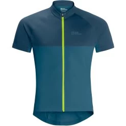 Jack Wolfskin Morobbia Full-Zip T-Shirt Men - Blue Daze -E-Bike World Shop jack wolfskin morobbia fz t shirt men blue daze 1 1373987