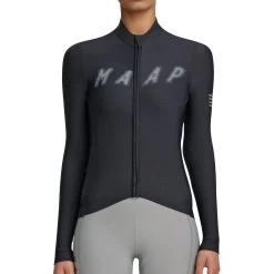 MAAP Halftone Thermal Pro Long Sleeve Jersey Women - Black -E-Bike World Shop maap womens halftone thermal pro long sleeve jersey black 1 1529217