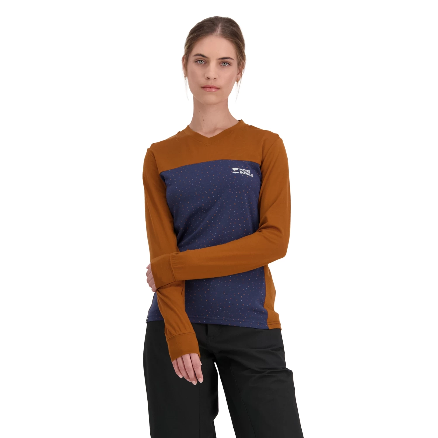 Mons Royale Redwood Enduro V Women's Longsleeve - Midnight Terrazzo / Copper 7 Mons Royale Redwood Enduro V Women's Longsleeve - Midnight Terrazzo / Copper - Image 5