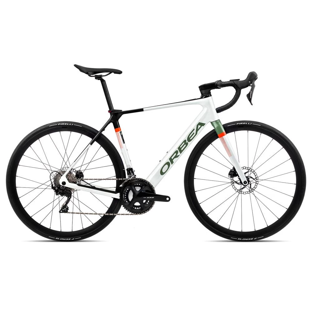 Orbea GAIN M30 105 Carbon Electric Road Bike - 2023 - White Chic - Green Artichoke (gloss) 3 Orbea GAIN M30 105 Carbon Electric Road Bike - 2023 - White Chic - Green Artichoke (gloss)