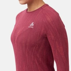 Odlo Women's Blackcomb Light Eco Long Sleeve Baselayer - Raspberry Fudge - Space Dye -E-Bike World Shop odlo womens blackcomb light eco long sleeve baselayer raspberry fudge space dye 7 1218445