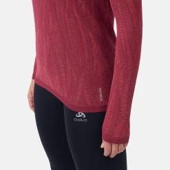 Odlo Women's Blackcomb Light Eco Long Sleeve Baselayer - Raspberry Fudge - Space Dye -E-Bike World Shop odlo womens blackcomb light eco long sleeve baselayer raspberry fudge space dye 8 1218446