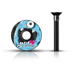 Rie:sel Design Stem:cap Carbon Ahead Cap - Monster Blue