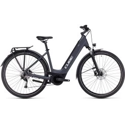 CUBE TOURING HYBRID ONE 500 - Easy Entry Electric Touring Bike - 2023 - Grey / White